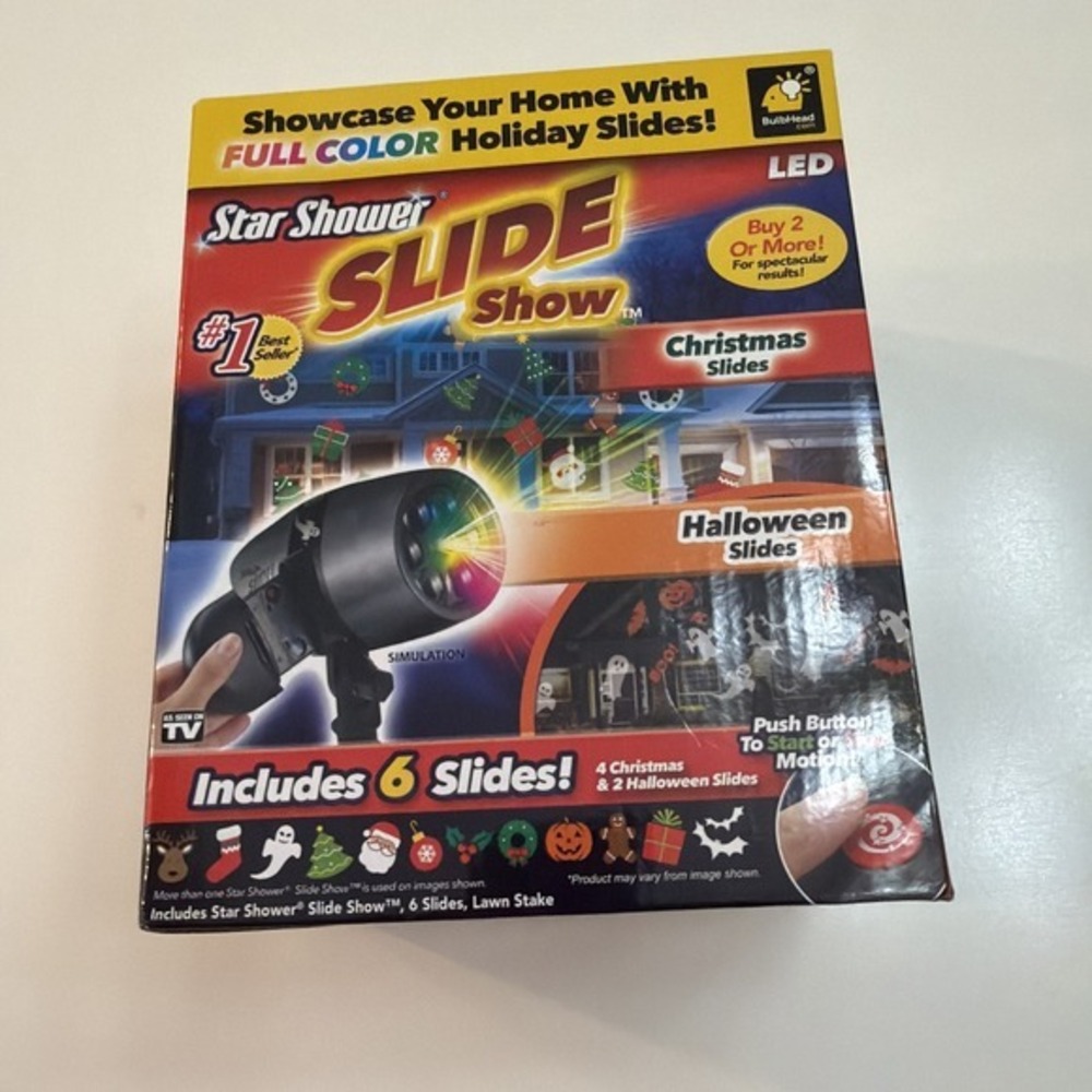 Star Shower Slide Show‎ Christmas & Halloween Light 6 Slides LED New 3832